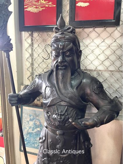 เทพเจ้า กวนอู ทองเหลือง องค์ใหญ่สะสม รูปที่ 5