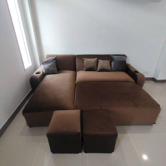 โซฟาทรงL  มีที่วางเท้า ผ้าฮอนแลน ส่งฟรี ปลายทาง รูปที่ 7