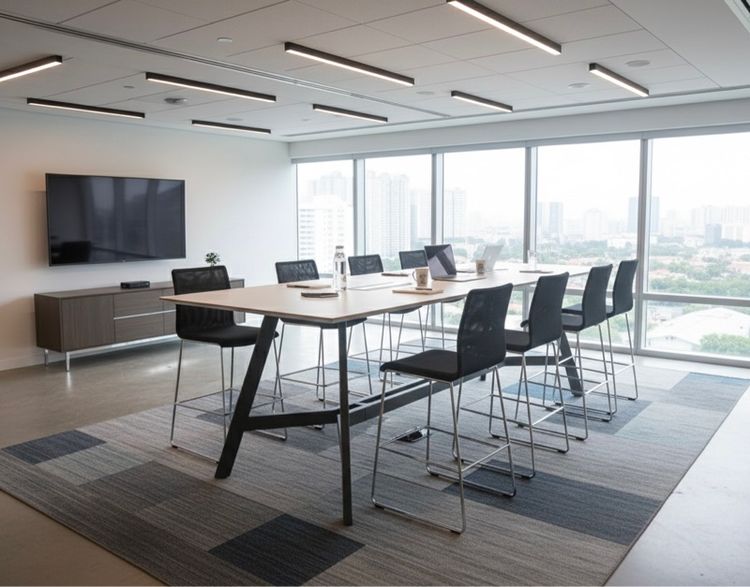 Modern High Bench Table with metal frame