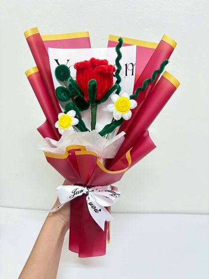 ช่อดอกไม้ลวดกำมะหยี่ รับปริญญา ปัจฉิม วาเลนไทน์ รูปที่ 3