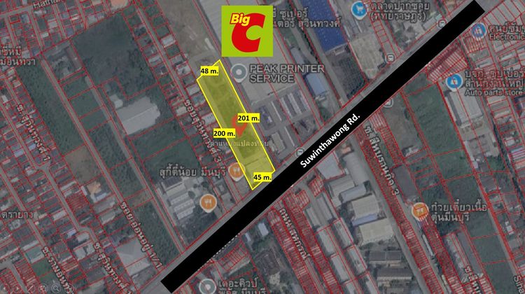 (เจ้าของขายเอง) ขายที่ดิน 5 ไร่ ติดถนนสุวินทวงศ์ ข้างบิ๊กซี ใกล้รถไฟฟ้า