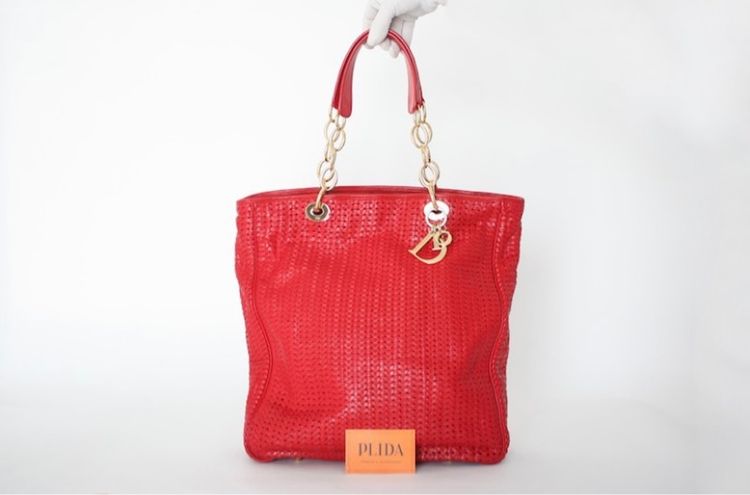 Dior Soft Woven Medium Red Tote 1017 
