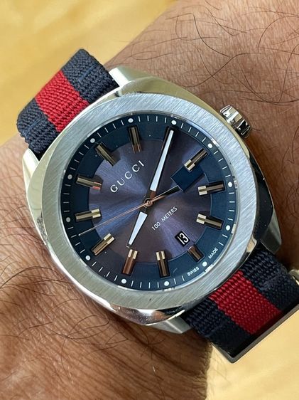 GUCCI GG2570 Blue Dial 41 mm Blue and Red Nylon Watch YA142303 รูปที่ 18