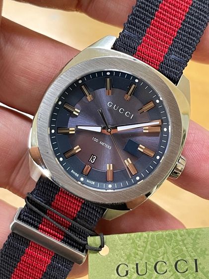 GUCCI GG2570 Blue Dial 41 mm Blue and Red Nylon Watch YA142303 รูปที่ 10