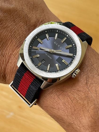 GUCCI GG2570 Blue Dial 41 mm Blue and Red Nylon Watch YA142303 รูปที่ 15