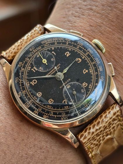 Rare Vintage Chronographe Suisse Antimagnetique Black Dial 18k Rose Gold  ฟังชั่นท๊อป จับเวลาได้ 45นาที ต่างจากรุ่นวินเทจปกติ รูปที่ 6