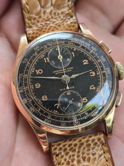 Rare Vintage Chronographe Suisse Antimagnetique Black Dial 18k Rose Gold  ฟังชั่นท๊อป จับเวลาได้ 45นาที ต่างจากรุ่นวินเทจปกติ รูปที่ 2