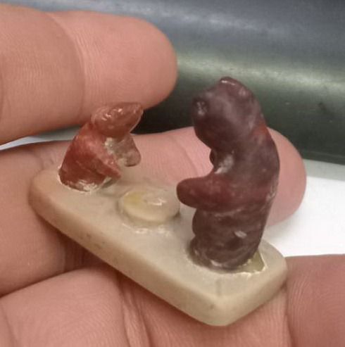 3023-หนูกับแมวเนื้อหินแกะ หลวงพ่อสนิท วัดลำบัวลอย ขนาดจิ๋ว ขนาดความยาวสุด 3.5  ซม สูง 3 ซม รูปที่ 11