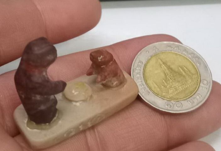 3023-หนูกับแมวเนื้อหินแกะ หลวงพ่อสนิท วัดลำบัวลอย ขนาดจิ๋ว ขนาดความยาวสุด 3.5  ซม สูง 3 ซม รูปที่ 6