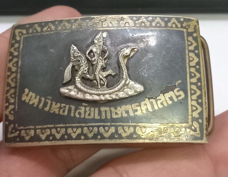 3026-หัวเข็มขัดมหาวิทยาลัยเกษตรศาสตร์ลงถม หน้ากากเงิน ขนาด  3.5x5.5 ซม รูปที่ 2