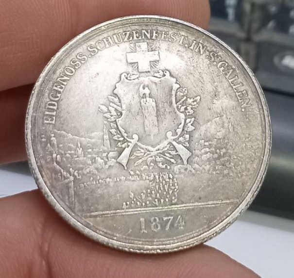 3027-เหรียญที่ระลึกเพื่อการสะสม เหรียญนักรบ ประเทศสวิสเซอร์แลนด์ ปี1874 ขนาดเส้นผ่าศูนย์กลางประมาณ 3.7 ซม รูปที่ 12