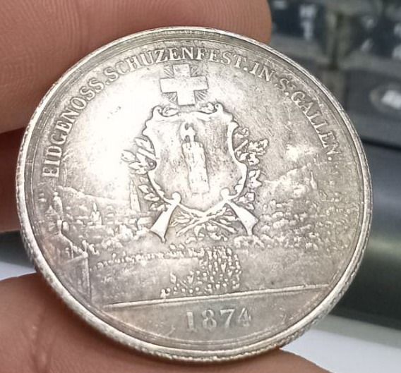 3027-เหรียญที่ระลึกเพื่อการสะสม เหรียญนักรบ ประเทศสวิสเซอร์แลนด์ ปี1874 ขนาดเส้นผ่าศูนย์กลางประมาณ 3.7 ซม รูปที่ 7