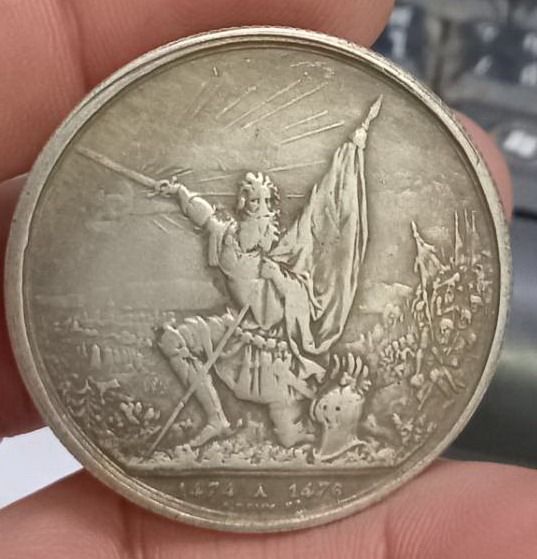 3027-เหรียญที่ระลึกเพื่อการสะสม เหรียญนักรบ ประเทศสวิสเซอร์แลนด์ ปี1874 ขนาดเส้นผ่าศูนย์กลางประมาณ 3.7 ซม รูปที่ 2