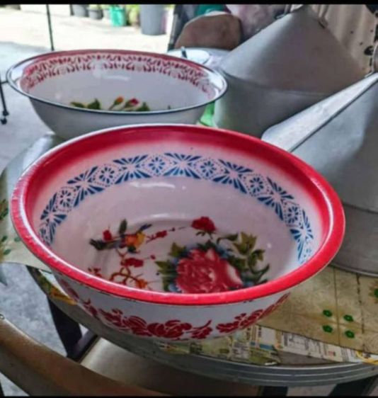 กาละมังเคลือบโบราณลายดอกไม้วินเทจ รูปที่ 3