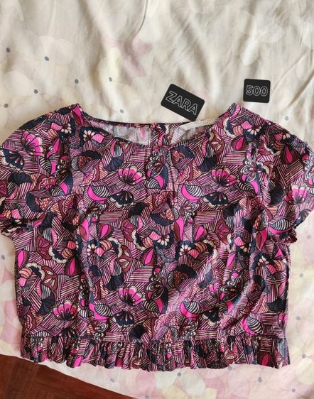 กางเกงขาสั้นลายดอกไม้ 1200  กระโปรงยาวสีดำ860 เสื้อย่นสีชมพูและขาว699 รูปที่ 9
