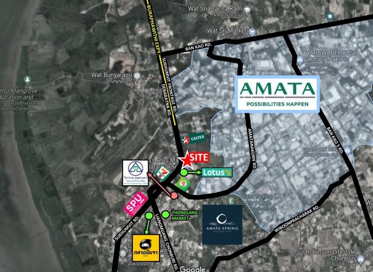 (เจ้าของขายเอง) ขายที่ดิน 7 ไร่ ใกล้นิคมอมตะนคร ติดถนนสุขุมวิท รับนายหน้าช่วยขาย รูปที่ 2