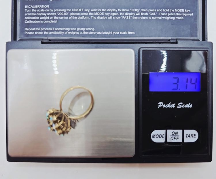 งานเก่า แหวนเรือนทองแท้ K8 พลอยแท้ โอปอล🤍ไพลิน💙 ไซส์ 54  รูปที่ 12