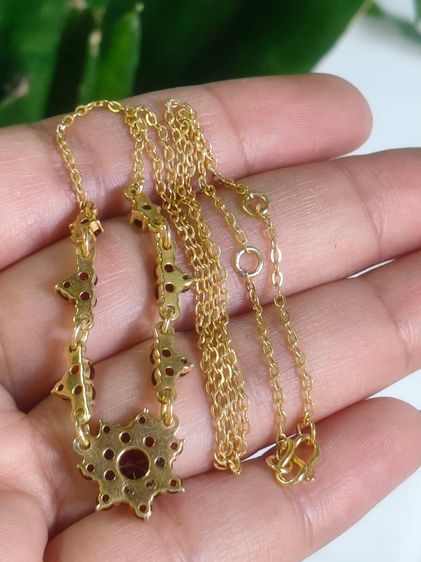 สร้อยคอเงินแท้ ทำสีทอง พลอยแท้โกเมน♥️♥️ยาวสุด 18 นิ้ว รูปที่ 3