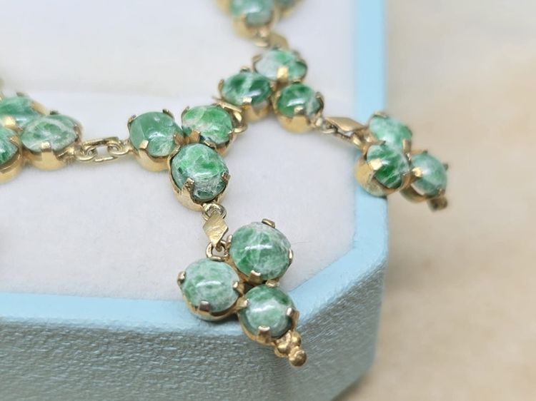 สร้อยคอเงินชุบทองงานเก่า หยกแท้💚 ยาว 18 นิ้ว  รูปที่ 7