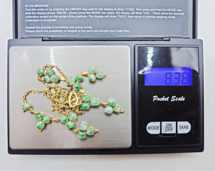 สร้อยคอเงินชุบทองงานเก่า หยกแท้💚 ยาว 18 นิ้ว  รูปที่ 16