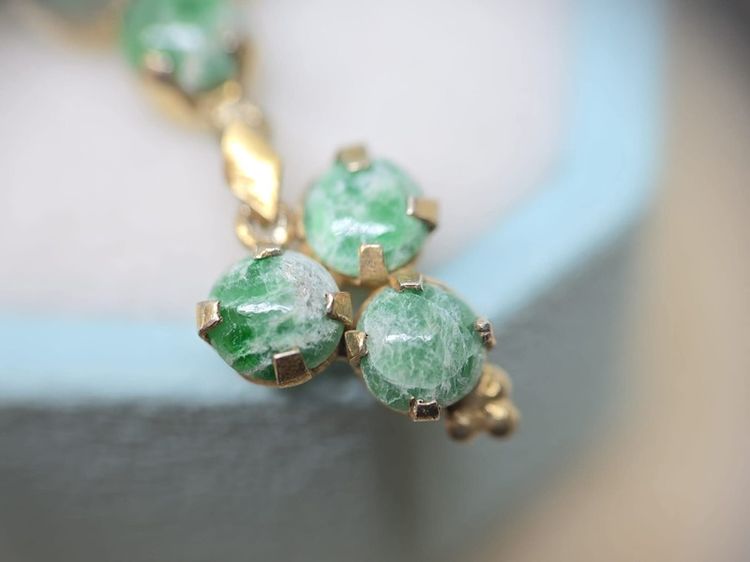 สร้อยคอเงินชุบทองงานเก่า หยกแท้💚 ยาว 18 นิ้ว  รูปที่ 10