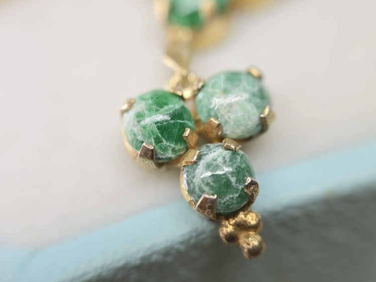 สร้อยคอเงินชุบทองงานเก่า หยกแท้💚 ยาว 18 นิ้ว  รูปที่ 9