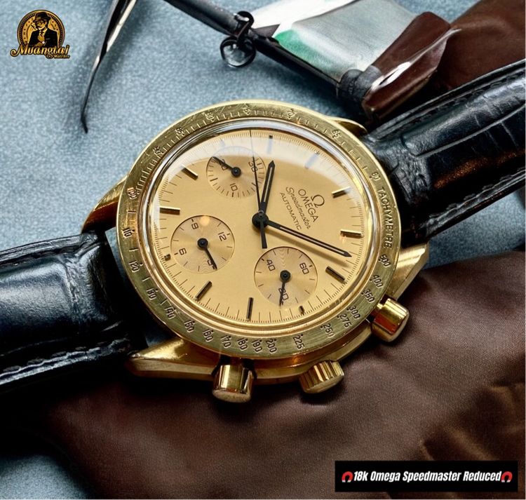 Omega Speedmaster Reduced Automatic Chronograph 18k Yellowgold รูปที่ 8