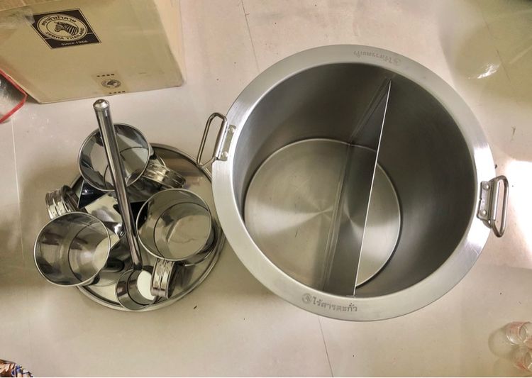 หม้อกาแฟ สแตนเลส ตราหัวม้าลาย 36 ลิตร ฝา 3 ช่อง ด้านในกั้นช่อง พร้อมเหยือกชงและกระบวยตักน้ำ รูปที่ 4