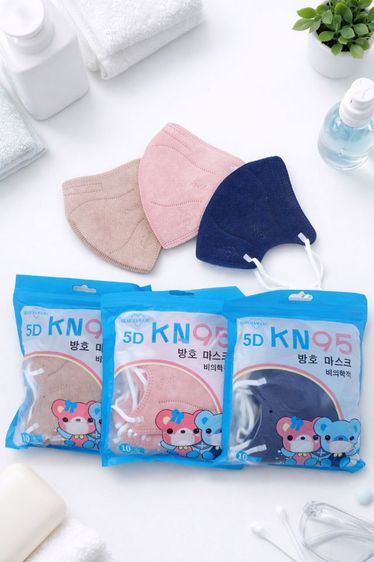 อุปกรณ์เพื่อสุขภาพ 30 ชิ้น หน้ากากอนามัยเด็กคละสี 5D (KN95) 