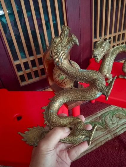 มังกรทองเหลืองแท้เนื้อตันหนาหนัก 1 คู่ขนาดใหญ่สภาพเยี่ยม รูปที่ 3