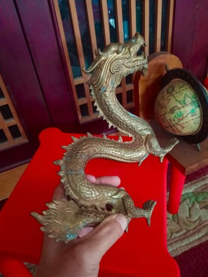 มังกรทองเหลืองแท้เนื้อตันหนาหนัก 1 คู่ขนาดใหญ่สภาพเยี่ยม รูปที่ 14