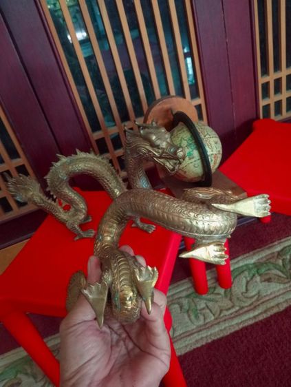มังกรทองเหลืองแท้เนื้อตันหนาหนัก 1 คู่ขนาดใหญ่สภาพเยี่ยม รูปที่ 13