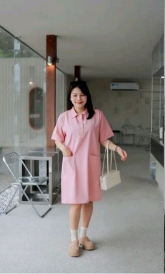เดรสโปโล ทรงมินิมอลสีชมพู่
