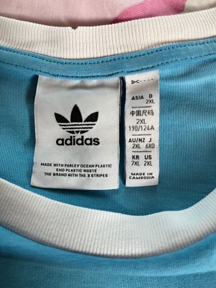 เสื้อยืดแขนสั้น Adidas Adicolor Classics 3-Stripes สีฟ้า 2XL (มือสอง) รูปที่ 4