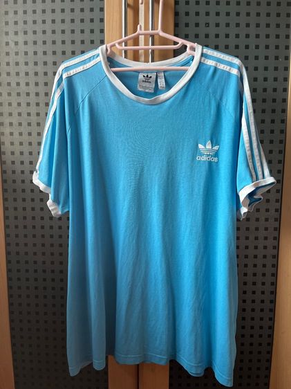 เสื้อยืดแขนสั้น Adidas Adicolor Classics 3-Stripes สีฟ้า 2XL (มือสอง)
