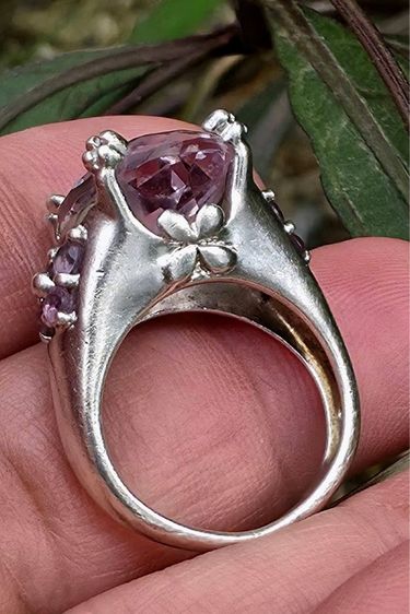 📌นานๆมาค่ะ แหวนเงินแท้งานโบราณ พลอยแท้ Morganite ขนาด 10 กะรัต ไซส์ 51  รูปที่ 4