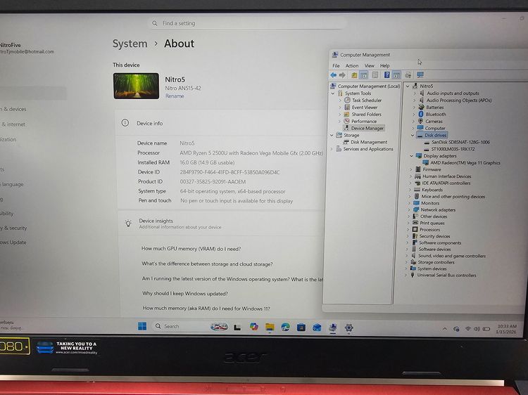 ขาย Acer Nitro 5 Gaming รุ่น AN515-42-R7EB มือสอง รูปที่ 8