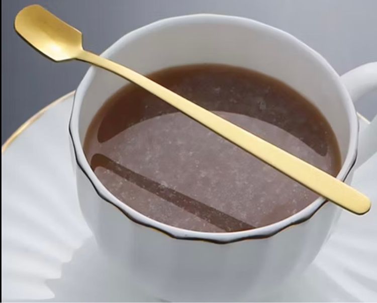 ช้อนสเตนเลส ด้ามจับยาว สีทอง สําหรับคนกาแฟ ชา ไอศกรีม ขนมหวาน  ยาว 13.5 ซม และ 14.5 ซม รูปที่ 2