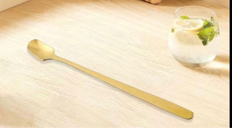 ช้อนสเตนเลส ด้ามจับยาว สีทอง สําหรับคนกาแฟ ชา ไอศกรีม ขนมหวาน  ยาว 13.5 ซม และ 14.5 ซม รูปที่ 4