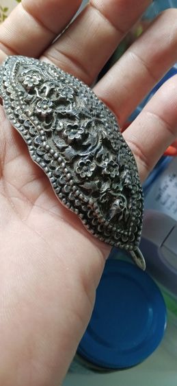 เข็มกลัดและหมุด ปิ่นกลักผมโบราณเนื้อเงิน