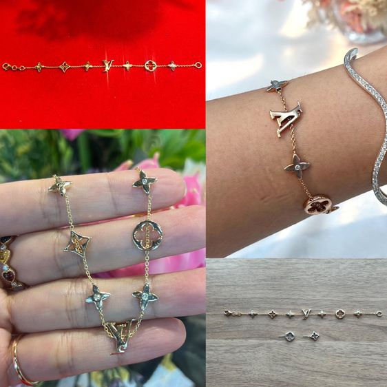 สร้อยข้อมือ ประดับเพชรแท้ 2 ตัง 2 เม็ด ทองขาวแท้ 18k ตอกโค๊ด