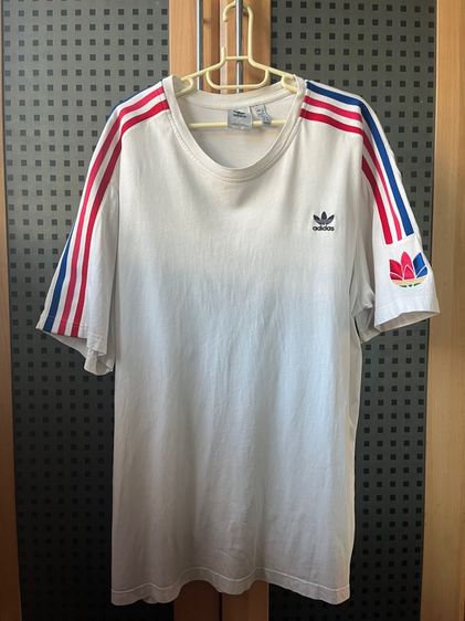 ผู้ชาย ขาว เสื้อยืดแขนสั้น Adidas Adicolor Classics 3D TREFOIL 2XL (มือสอง)