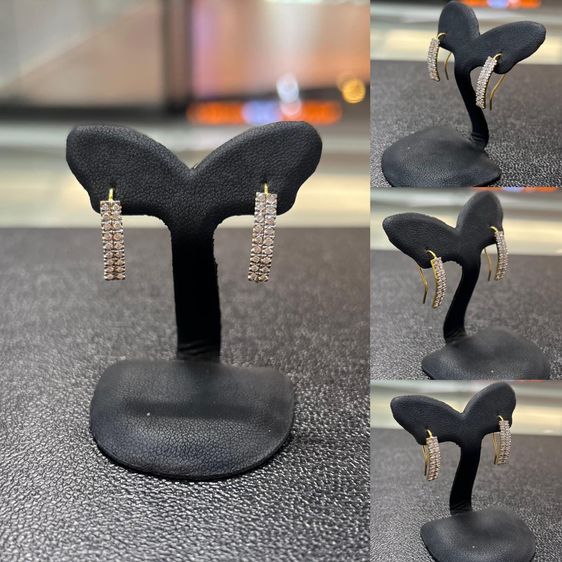 ทอง ต่างหูเพชรแท้เกสร 1 ตัง 36 เม็ด ขาวสวย