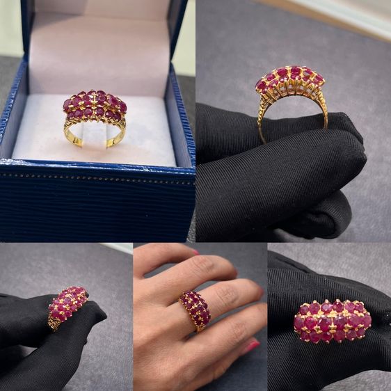 แหวนพลอยทับทิม ทองแท้ 9k 