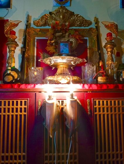 โคมไฟ 1 คู่ เขาจริงแป้นไม้แท้แต่งโลหะพร้อมชุดไฟใช้งานได้เลยสภาพใหม่ รูปที่ 5