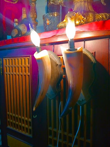 โคมไฟ 1 คู่ เขาจริงแป้นไม้แท้แต่งโลหะพร้อมชุดไฟใช้งานได้เลยสภาพใหม่ รูปที่ 10