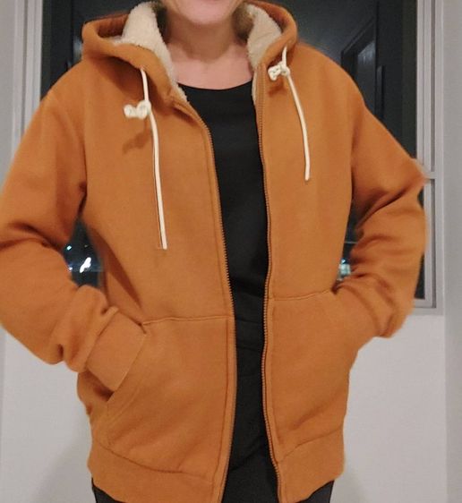POLHAM Sherpa Lining เสื้อแจ็คเก็ตฮู้ด สีน้ำตาลอิฐ ซับขนเฟอร์นุ่มกันหนาวติดลบ มือสอง สภาพดี รูปที่ 2