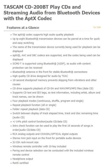 สั่งจอง เครื่องเล่นซีดีบลูทูธ TASCAM CD-200BT Streaming Audio Bluetooth ประกันศูนย์ รูปที่ 6