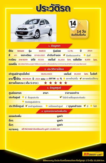 Nissan March 2014 1.2 EL Sedan เบนซิน ไม่ติดแก๊ส เกียร์อัตโนมัติ เทา รูปที่ 2