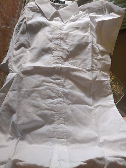 เสื้อเชิ้ตสีขาวแขนสั้น Slim Fit คอตตอน100เปอร์เซ็นทรงสุภาพ รูปที่ 3